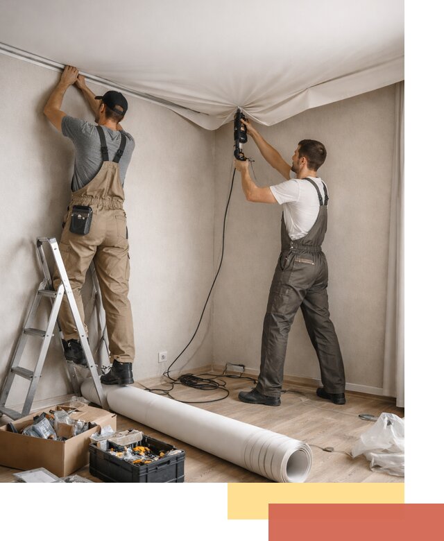 Монтаж цветного натяжного потолка в Усть-Джегуте за один день