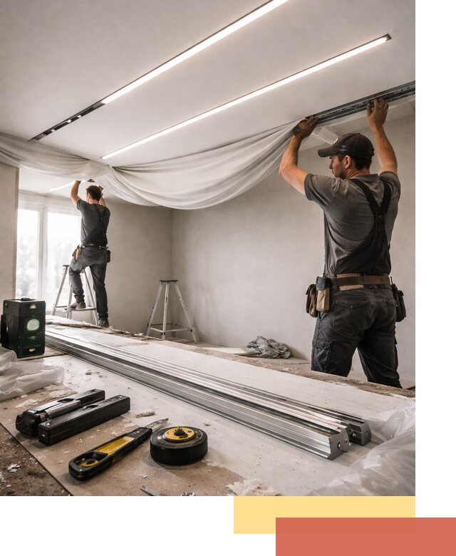 Монтаж натяжных потолков со световыми линиями в Усть-Джегуте