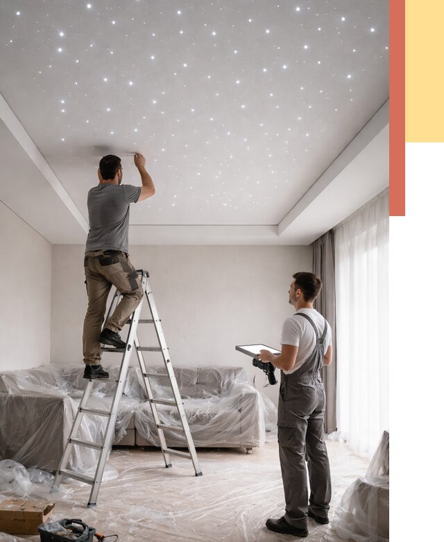 Монтаж натяжного потолка «звездное небо» в Усть-Джегуте от 6580 руб. | ОТДЕЛОЧНИК-Стд