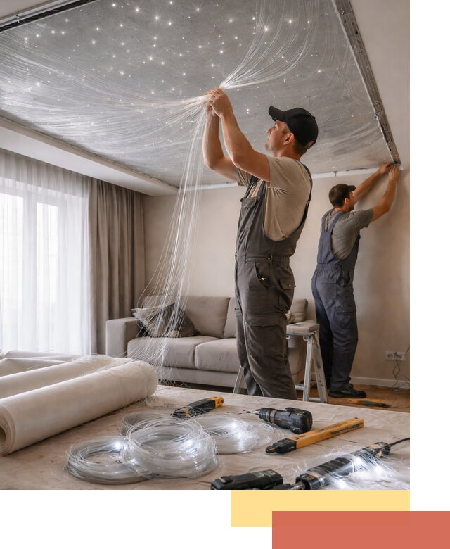 Монтаж натяжного потолка «Звездное небо» в Усть-Джегуте