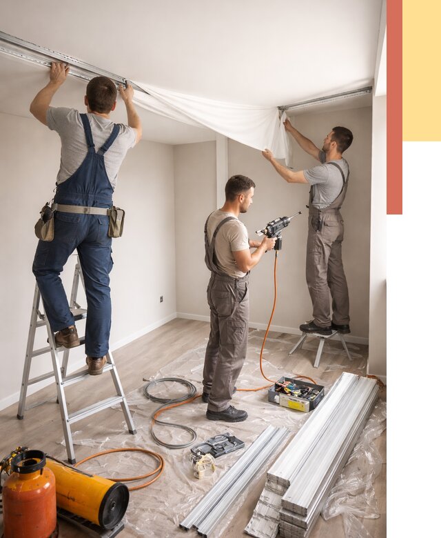 Монтаж натяжного потолка в студии в Усть-Джегуте от 5568 руб. — быстро и недорого | ОТДЕЛОЧНИК-Стд