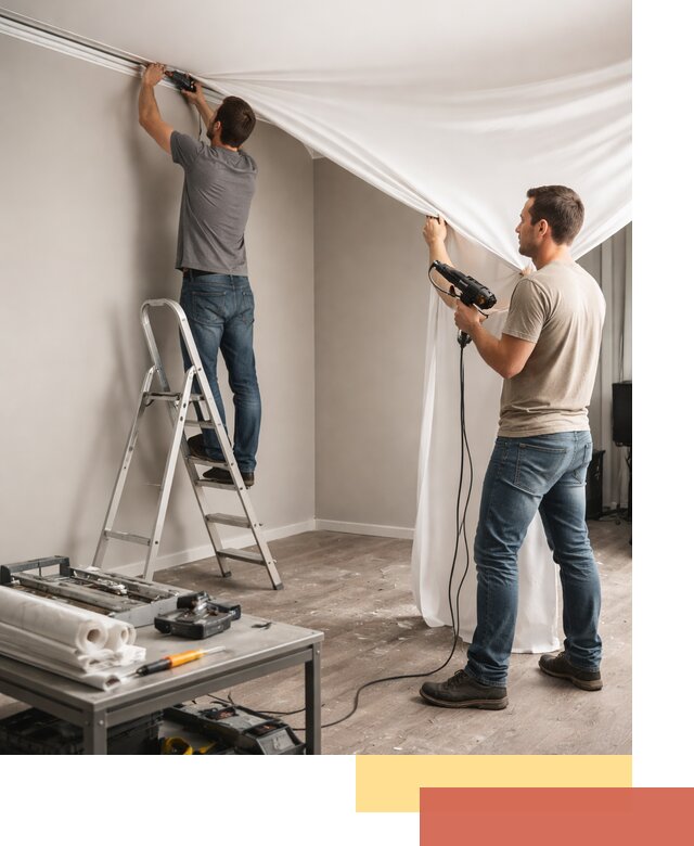 Монтаж натяжного потолка в студии в Усть-Джегуте