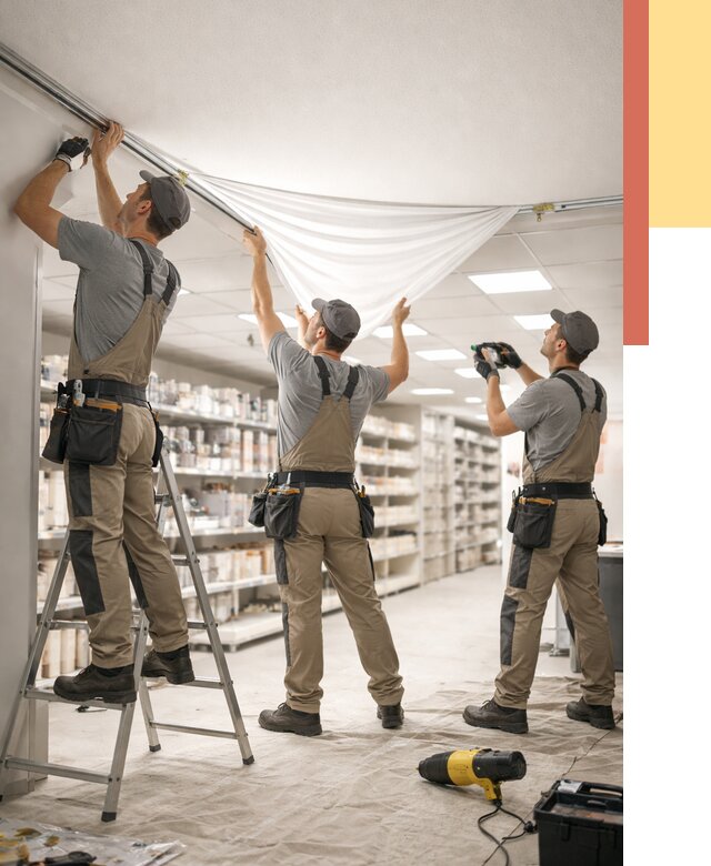 Монтаж натяжного потолка в магазине в Усть-Джегуте от 4555 руб. быстро и недорого | ОТДЕЛОЧНИК-Стд
