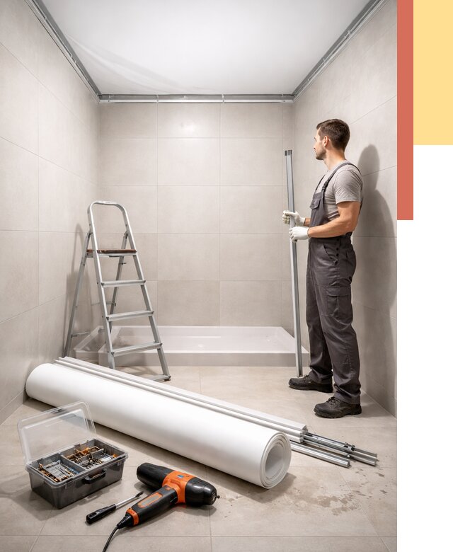 Монтаж натяжного потолка в санузле в Усть-Джегуте от 1873 руб. — ОТДЕЛОЧНИК-Стд