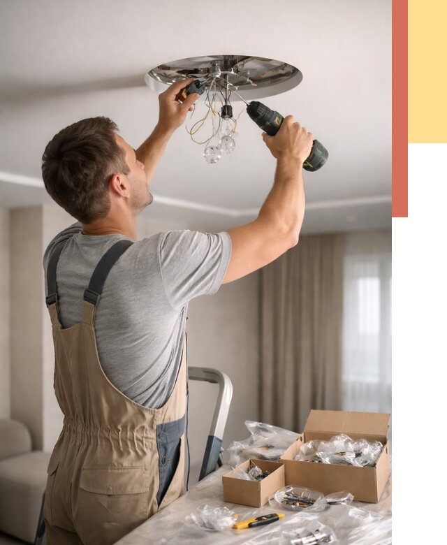 Установка люстры в натяжной потолок в Усть-Джегуте от 1215 руб. | Быстро и недорого — ОТДЕЛОЧНИК-Стд