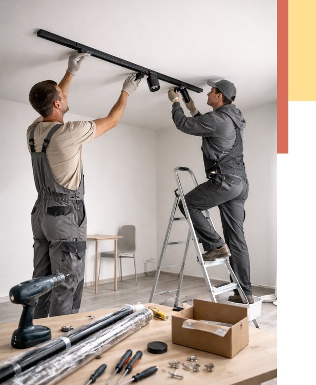 Установка трековых светильников в натяжной потолок в Усть-Джегуте от 4252 руб. | ОТДЕЛОЧНИК-Стд