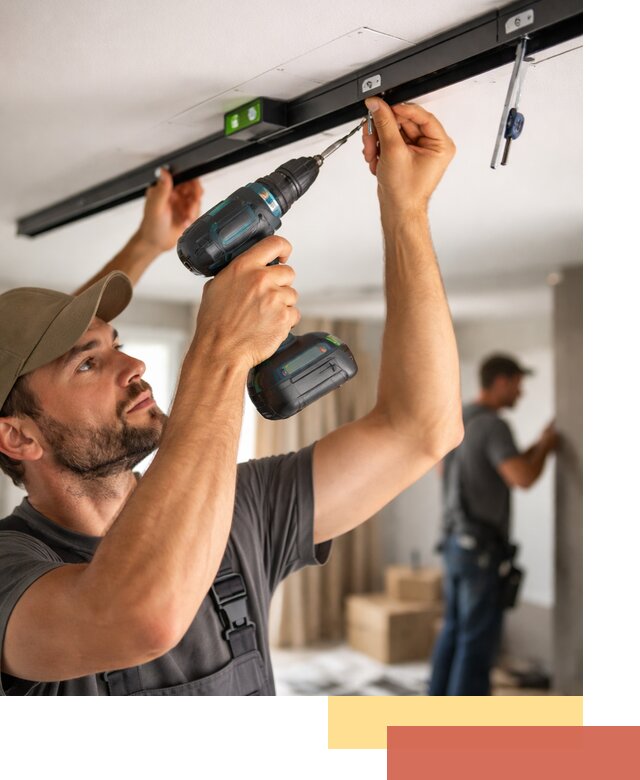 Установка трековых светильников в натяжной потолок в Усть-Джегуте