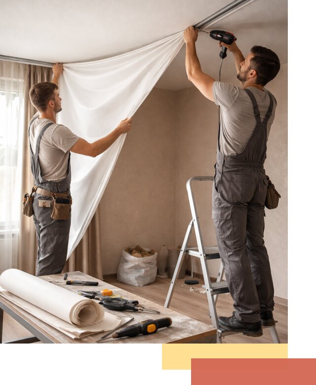 Замена полотна натяжного потолка в Усть-Джегуте быстро и качественно