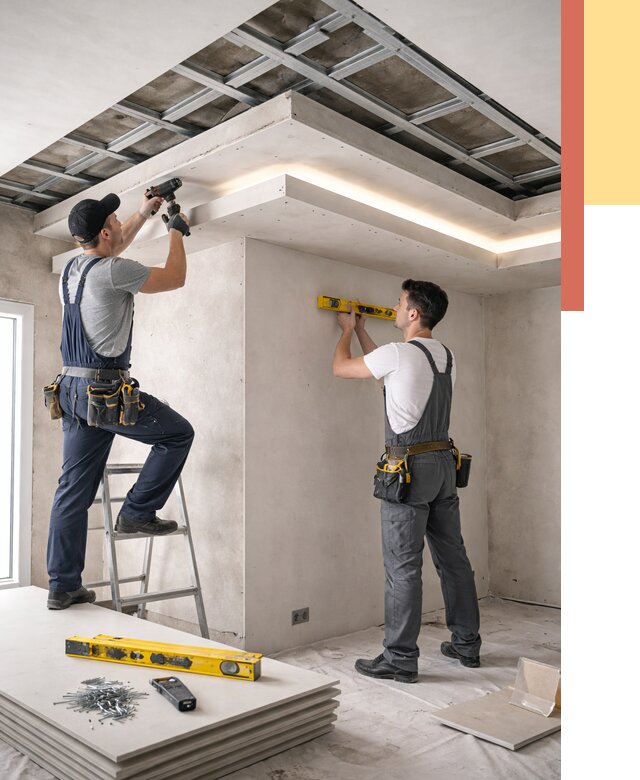 Двухуровневый потолок из гипсокартона в Усть-Джегуте от 1468 руб. под ключ | ОТДЕЛОЧНИК-Стд