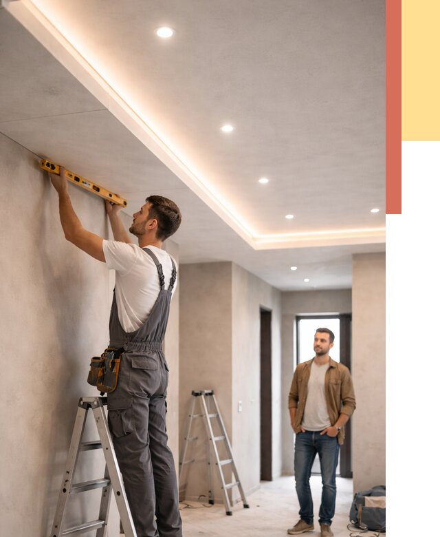 Потолок из гипсокартона с подсветкой в Усть-Джегуте от 759 руб./м2 под ключ | ОТДЕЛОЧНИК-Стд