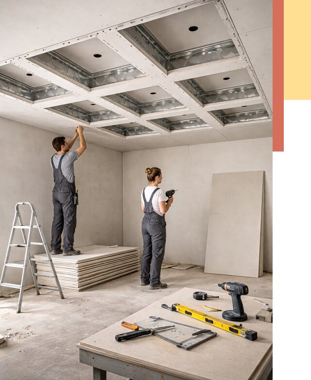 Кессонный потолок из гипсокартона в Усть-Джегуте от 1873 руб. — монтаж и под ключ | ОТДЕЛОЧНИК-Стд