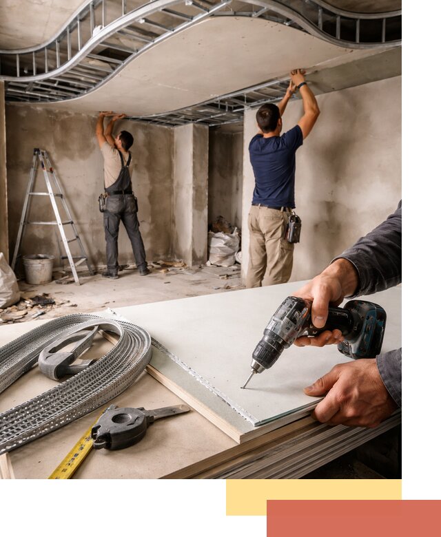 Криволинейный потолок из гипсокартона в Усть-Джегуте — монтаж и отделка