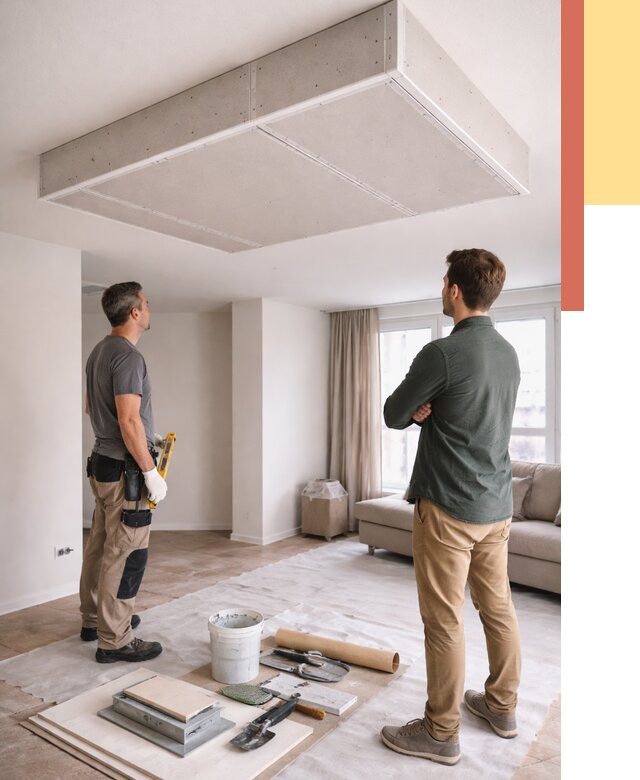 Короб на потолке из гипсокартона в Усть-Джегуте от 2227 руб. — монтаж и услуги под ключ | ОТДЕЛОЧНИК-Стд