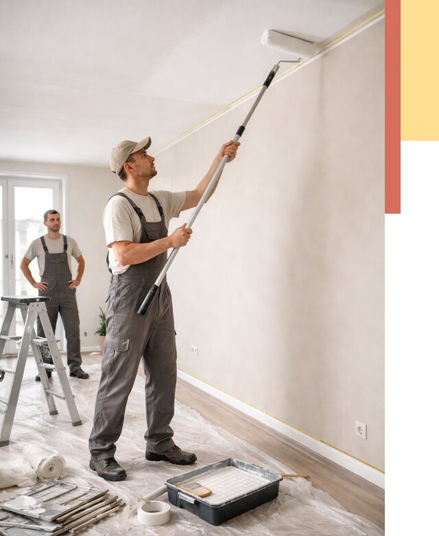 Покраска потолка из гипсокартона в Усть-Джегуте от 4555 руб./м2 — услуги под ключ | ОТДЕЛОЧНИК-Стд