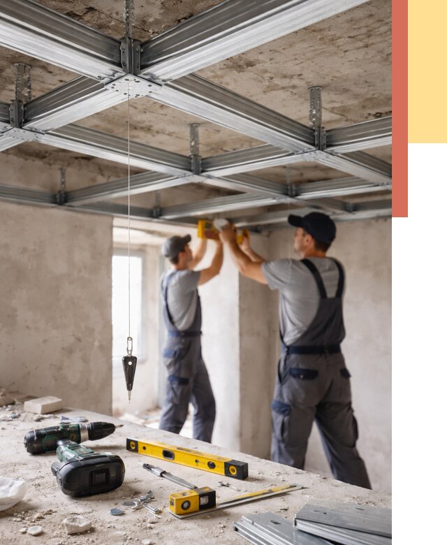 Монтаж каркаса потолка из профиля в Усть-Джегуте от 4555 руб. — услуги ОТДЕЛОЧНИК-Стд