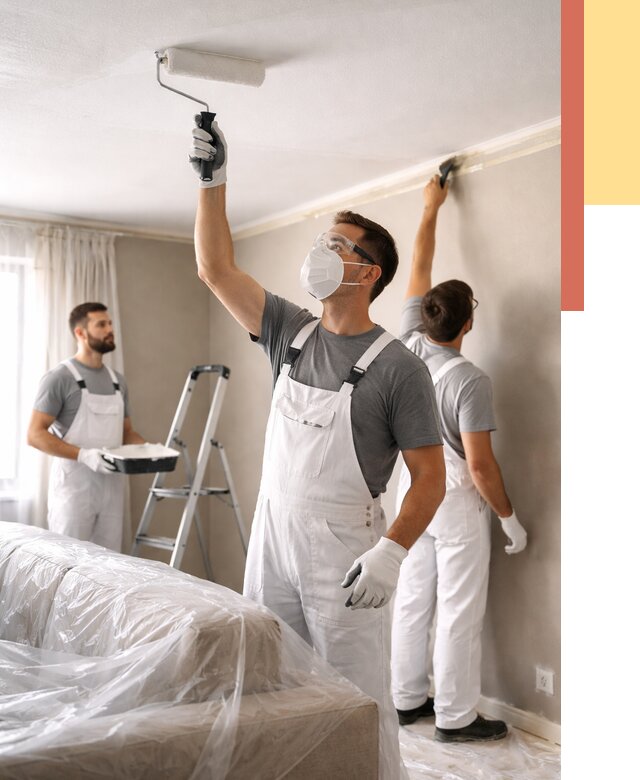 Покраска потолка водоэмельсионной краской в Усть-Джегуте от 2227 руб/м² — услуги под ключ | ОТДЕЛОЧНИК-Стд