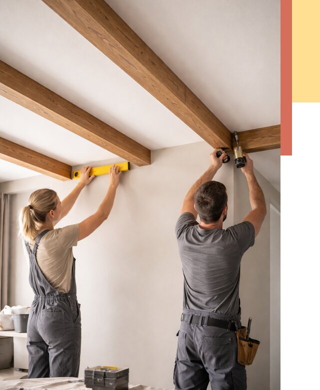 Монтаж декоративных балок на потолок в Усть-Джегуте от 4252 руб. — ОТДЕЛОЧНИК-Стд